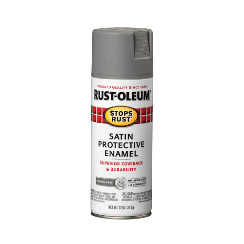 Rust-Oleum Rust-Oleum 312819 Stops Rust Spray Paint, 12 Oz, Satin Coastal Gray
