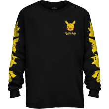 Pokemon Pikachu T-shirt med lång ärm för små pojkar, 7, Svart