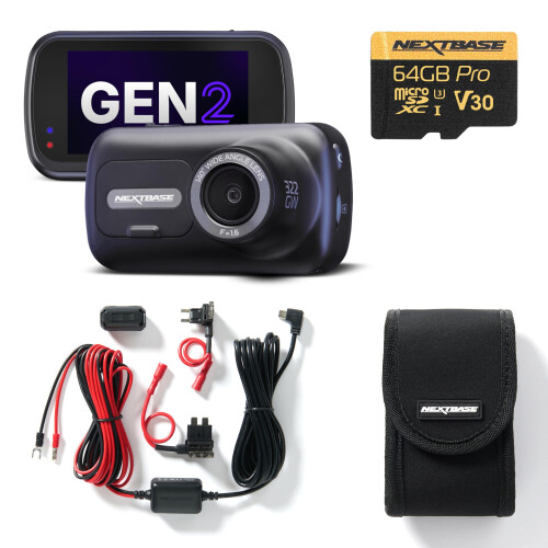 Nextbase Nextbase 322GW Dash Cam with Hardwire Kit, 64GB microSD Card and Case
