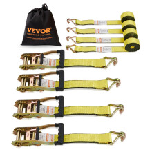 VEVOR Spanbanden (4PK), 5000lbs Breeksterkte 2''d715' Zware Spanbanden met J Haak & Handvatten