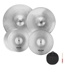 VEVOR Lågvolym Cymbalpaket, 5 St Tysta Cymbaler för Trumset, 14'' Hi-Hats, 16'' Crash, 18'' Crash, 20'' Ride