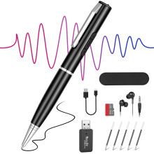 Ainiv 64GB Digital Voice Recorder, Portable Recording Device with HD Audio, DSP Intelligent Noise Reduction, Voice Recorder Transfer File to Computer