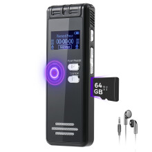 64GB Digital Voice Activated Recorder - 3072Kbps HD Audio Voice Recorder with Noise Reduction, 5200Hours Professional Dictaphone Recorder with