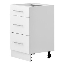 Modulair Laag Meubel met 3 Lades - Duoku - Afmetingen 50x47,5x81,5 cm, Witte Afwerking, voor Opberging in de Badkamer