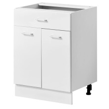 Kast Onder in Kit-Duoku-Witte Element 60x47,5x81,5 cm met Verstelbare Plank, Opbergruimte voor Wasruimte of Badkamer, Voorzien van Lade