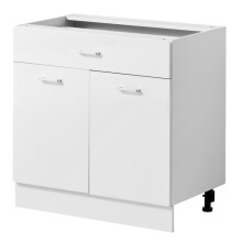 Kast Onder in Kit-Duoku-Wit Element 80x47,5x81,5 cm, Verstelbare Plank, Praktische Opbergruimte voor Wasruimte of Badkamer
