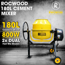Electric Cement Concrete Mixer RocwooD 180L Litre 800W Drum Mortar Plaster