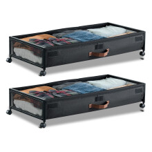 VEVOR Unterbett Aufbewahrung mit Rollen, 91,4 x 46 x 18,5 cm, Unterbettbehälter mit klarem Deckel