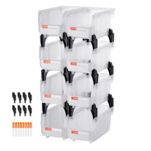 VEVOR Stapelbare Kunststofflagerbehälter, 10,9 x 5,5 x 5,1 Zoll (8 Stück), für Schrank, Garage, Kleinteile