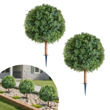 VEVOR Kunsttopiary Buchsbaum Bäume mit Erdnagel, 27 Zoll 2 Set Kunstpflanzen für Deko