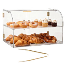 VEVOR Bakkerij Display Case, 2-Tier Commerciële Toogtafel Gebak Display Case, Duidelijk Acryl Brooddoos voor Keuken