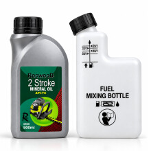 2 Stroke Oil 500ML & Fuel Petrol Mixing Bottle Ideal For Stihl Strimmer