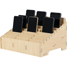 Organisateur Boîte de Rangement pour Téléphones 30 Compartiments en Bois — casier scolaire mobile