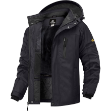 Chaqueta de esquí para hombre impermeable acolchada cortavientos negra XL — ropa nieve hombre, abrigo snowboard invierno