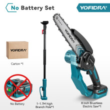 YOFIDRA Scie à chaîne électrique sans fil, 8 pouces, télescopique, moteur sans balais 5000W, pour élagage jardin