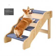 VEVOR Houten Huisdier Trap, 4-Treppen Hondentrap voor Hoge Bedden, Bank & Auto's, 150lbs Laadcapaciteit, Antislip Oppervlak