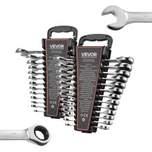 Conjunto de llaves combinadas VEVOR, 26 piezas SAE y métrico, 72 dientes, acero Cr-V, con organizador