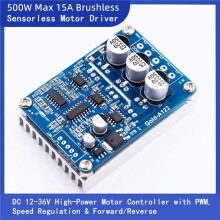 500W 15A 12V-36V Brushless Motor Driver Board Hall-Free Speed Controller Module