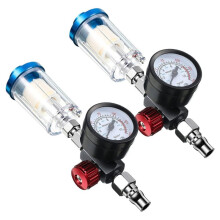 2 Stück Luftregulierventil 1/4 Zoll mit Manometer und Wasserabscheider, Ölabscheider für Wasserkompressor