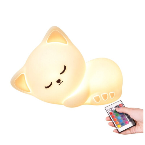 Cadeaux Chat Mignon Endormi - Veilleuse en Silicone 16 Couleurs avec Télécommande 1