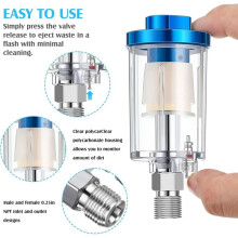 2 Stück Luftregulierventil 1/4 Zoll mit Manometer und Wasserabscheider, Ölabscheider für Wasserkompressor