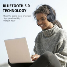 Casque Sans Fil B19, -Auriculaire, Stéréo HiFi, Basses Profondes, Entrée Auxiliaire, Carte Micro-, Microphone, Confort Optimal