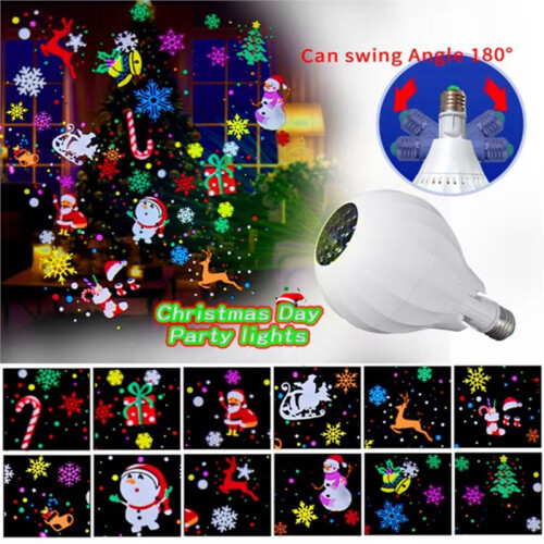 Projector LED Light E27 Lamp  Christmas Pattern Lighting Projection Light Rotating Flash for Holiday Party 2