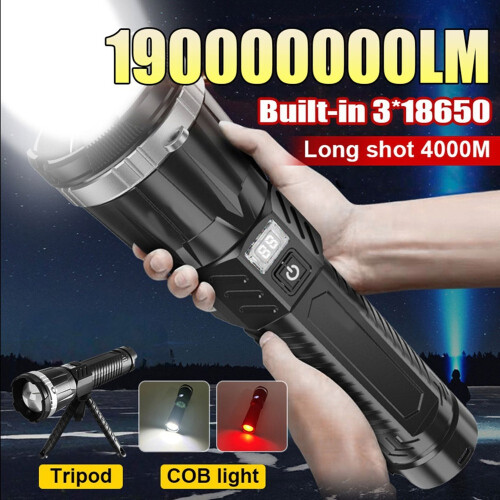 Super Powerful Flashlight Built-in 3x18650 High Power Torch Rechargeable LED Light  Aperture Camping COB Lantern 2