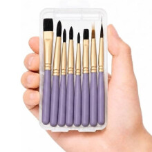 Conjunto de 8 Pincéis de Aquarela para Viagem, Conjunto de Pincéis de Pintura para Viagem com 8 Pincéis de Cabo Curto em uma Caixa de Armazenamento
