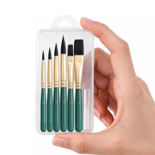 6-Delige Reisset met Aquarelkwasten, Inclusief Platte en Ronde Kwasten voor Groene Aquarelverf