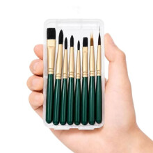 8-Piece Travel Watercolor Brush Set,Travel Paint Brush Set with 8 Short-Handle Brushes in A Compact Storage Box Green