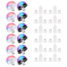 12 Stück USB-Diskokugel-Lichter, DJ-, USB-Zauber-Stroboskoplicht, LED-Atmosphärenlicht, Partylicht, Disco-Bühnenlichter mit 36-mm-Adapter
