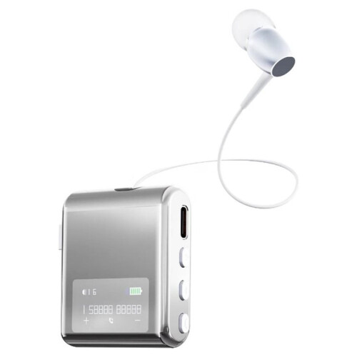 Wireless Business  Headset with LCD Display Retractable Single Ear Earphone Caller ID Battery Level Indicator A