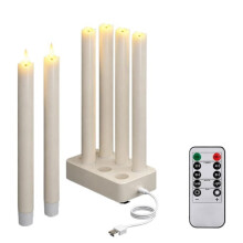 Real Wax LED Flameless Taper Candles 9.8in Window Candles with Remote 6Pack,for Fireplace Christmas Wedding Party Decor