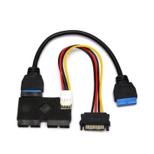 USB 3.0 19Pin 1 to 2 HUB with Chip and Power Cable USB3.0 19Pin HUB Motherboard 19Pin USB3.0 Data Extension Cable