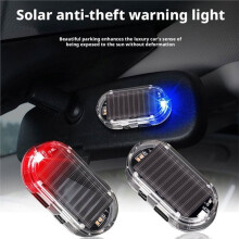 Solar-Powered Car Anti-Theft Warning Light Charging Deterrent Parking Flashing Security Wireless Lamp Auto Alarm, 2PCS