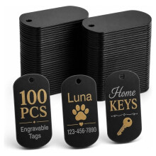 100Pcs Blank Dog Tags, Stainless Steel Blanks, Dog Tags Metal Keychain Blanks for Engraving Stamping
