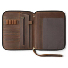 Leather Portfolio with Zipper,Padfolio Portfolio Organizer Folder for Men Women,for A5 Letter Size Notepad
