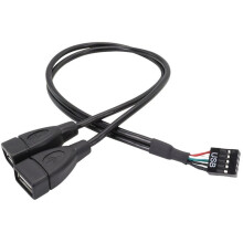 Verlengkabel 9-Pins Moederbord Naar USB 2.0 Adapterkabel 9-Pins Moederbord Naar Dubbele USB 2.0 Female Adapter 9-Pins Naar USB-A 35 cm