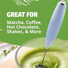 Electric Milk Frother for Matcha and Coffee, Drink Mixer with Stand, Stainless Steel Whisk, Light
