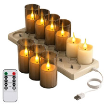 Velas Sin Llama, Velas Eléctricas Parpadeantes, Velas LED Tipo Té, Paquete de 12 con Control Remoto, para Bodas, Mesas, Navidad