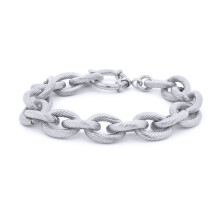 Jewelco London White Stainless Steel Chain Bracelet 8" 20cm - STB0001