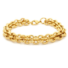 Jewelco London 14k Gold-Plated Stainless Steel Chain Bracelet 8" 20cm - STB0004GP
