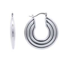 Jewelco London White Stainless Steel Creole Earrings - STE0004