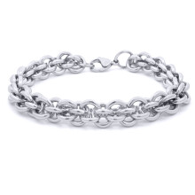 Jewelco London White Stainless Steel Chain Bracelet 8" 20cm - STB0004