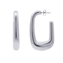 Jewelco London White Stainless Steel Creole Earrings - STE0001