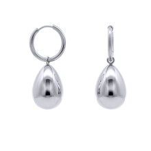 Jewelco London White Stainless Steel Drop Earrings - STE0007