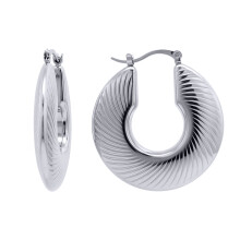Jewelco London White Stainless Steel Creole Earrings - STE0008