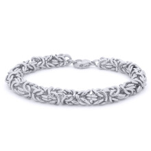 Jewelco London White Stainless Steel Chain Bracelet 8" 20cm - STB0005