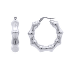 Jewelco London White Stainless Steel Creole Earrings - STE0006